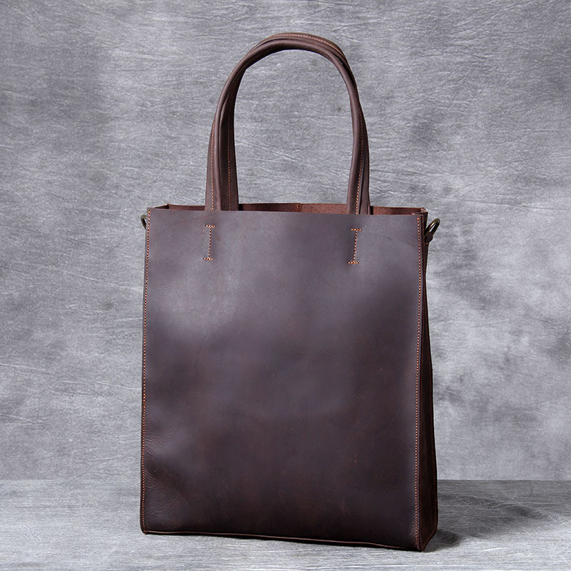 Structured Handbag Work - Vintage hakiki deri erkek el çantası