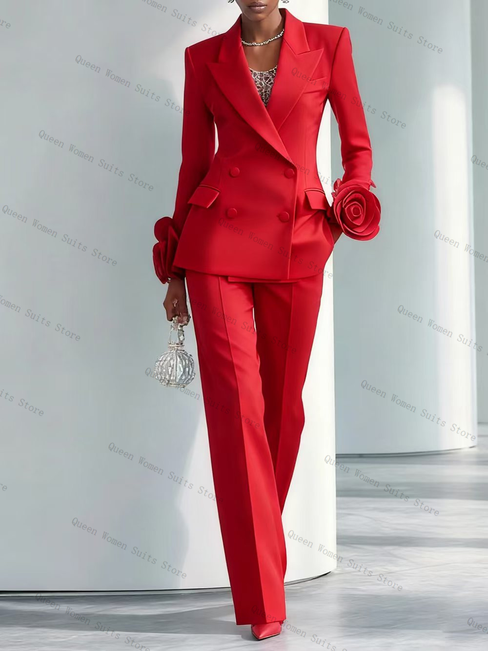 Women'S Red Formal Wear - Lüks Kırmızı Kadın Takım Elbise Seti