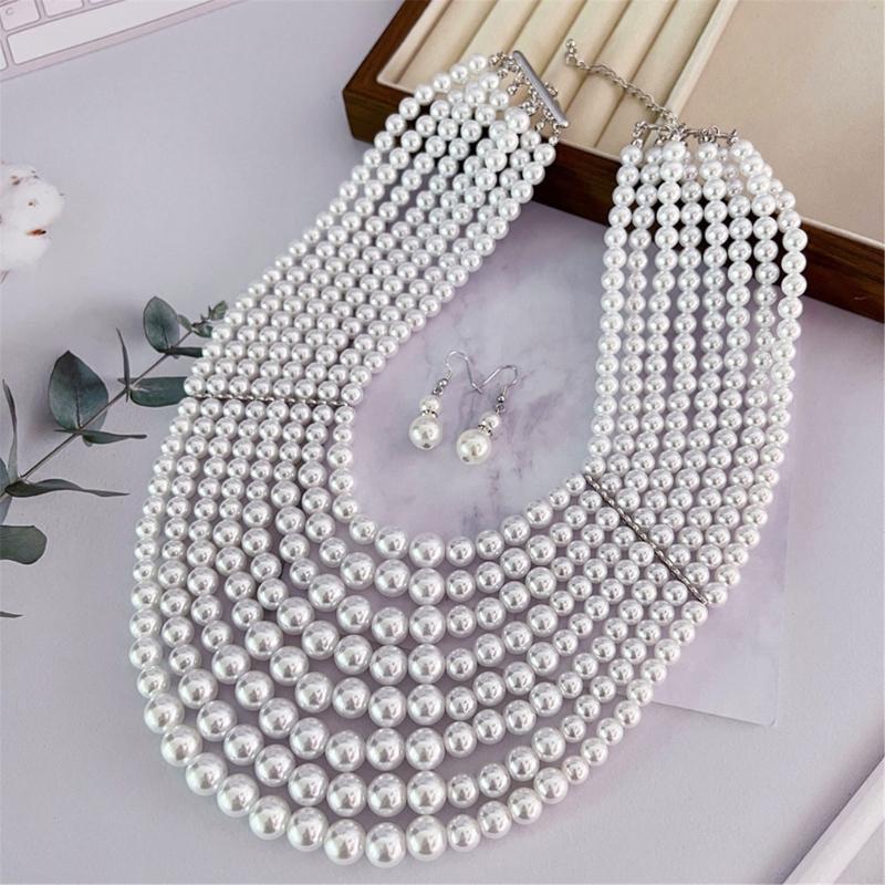 Formal Wear Jewelry For Women - Sofistike Çok Katlı Sahte İnci Kolye