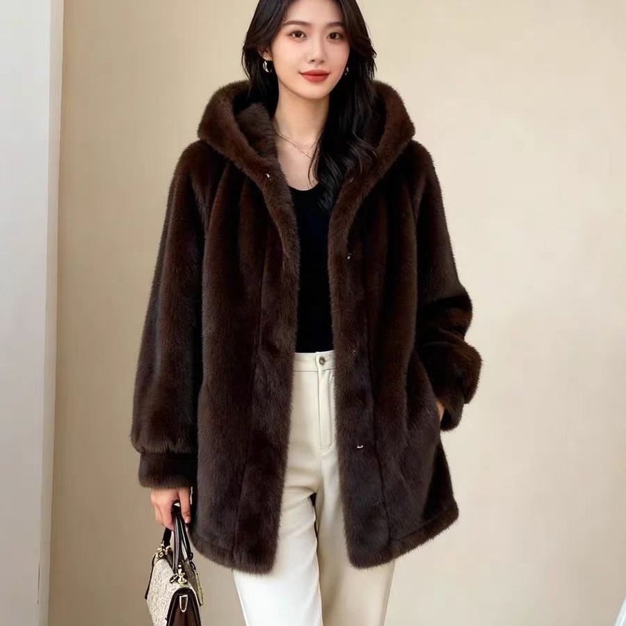 Tailored Coat Wool - Sahte Kürk Vizon Montlar Kadınlar İçin
