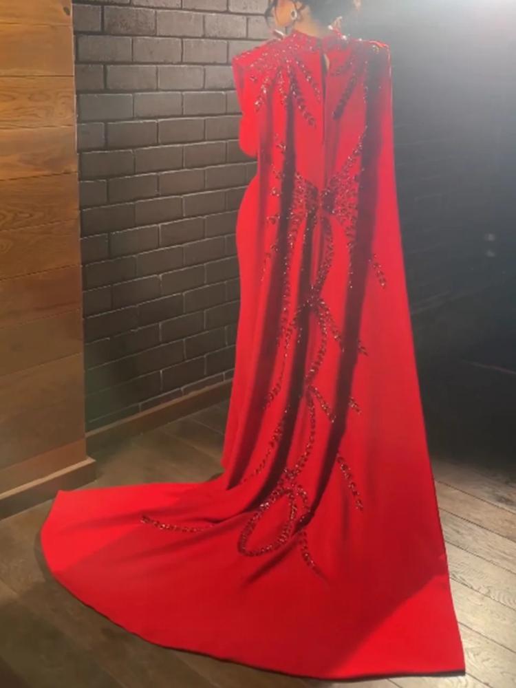 Women Formal Wear For Party - Özelleştirilmiş Suudi Arapça Müslüman Kırmızı Uzun