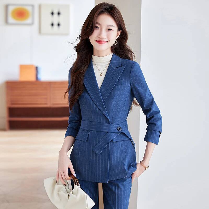 Women'S Formal Wear Pantsuits - Yüksek Kaliteli Kumaş Zarif Çizgili Resmi