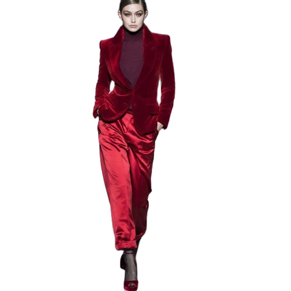 Women'S Red Formal Wear - Kadın pantolon takım elbise şarap kırmızı
