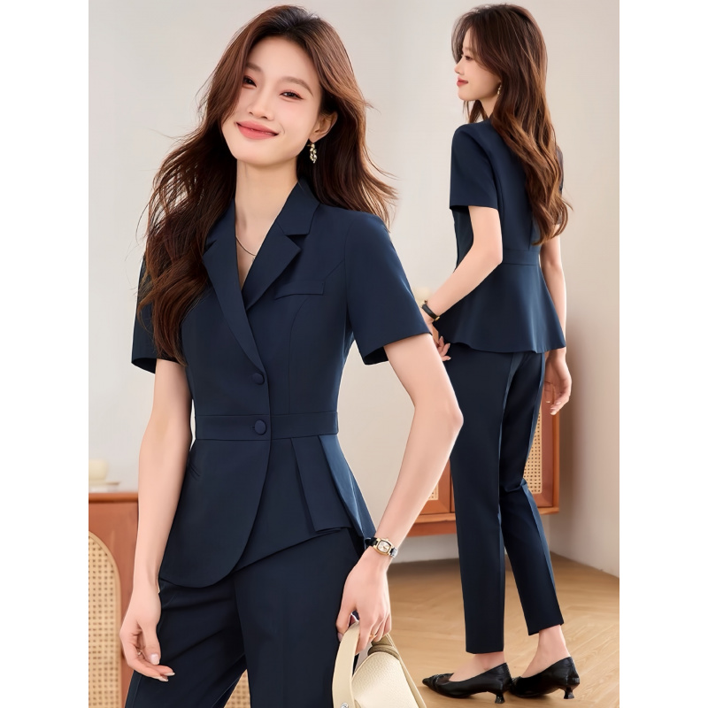 Formal Wear Jewelry For Women - Lacivert kadın ince profesyonel takım elbise
