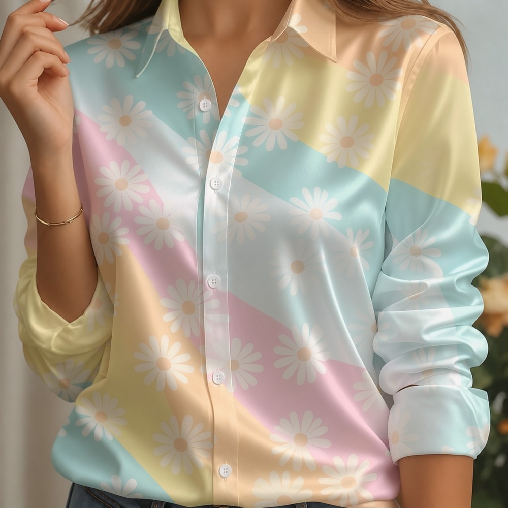 Kadın Saten Yaka Gömlek Pastel - Women'S Work Fashion incelemesi ve fiyatı