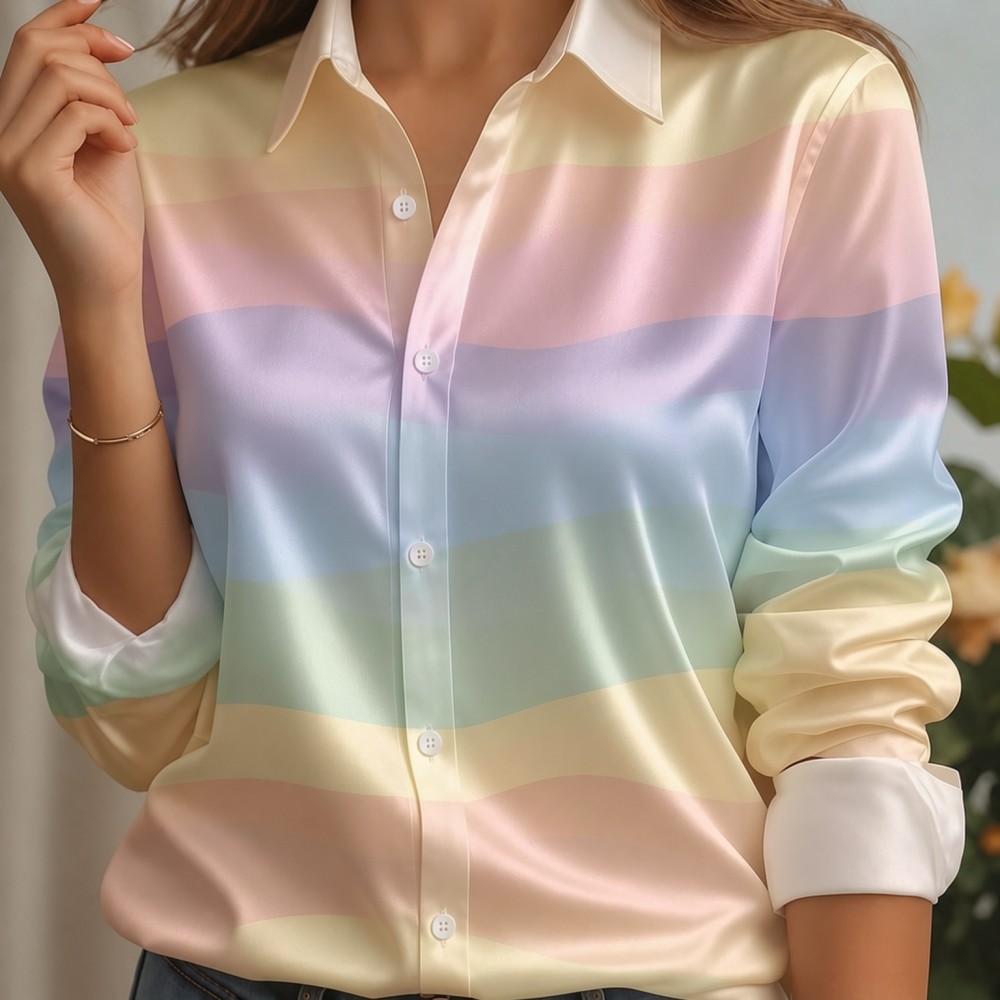 Kadın Saten Yaka Gömlek Pastel - Women'S Work Fashion incelemesi ve fiyatı