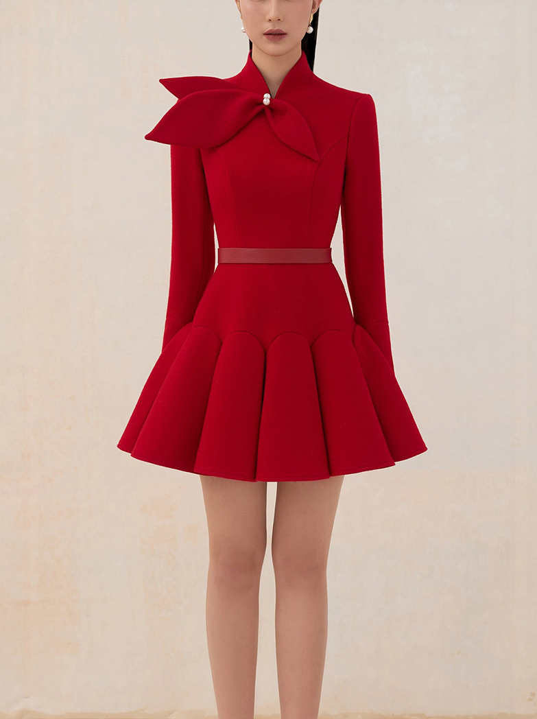 terzi dükkanı açık kırmızı yün - Formal Dress Female incelemesi ve fiyatı