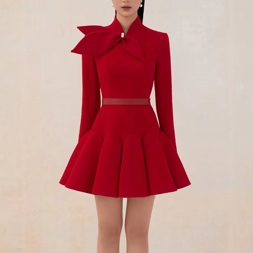 terzi dükkanı açık kırmızı yün - Formal Dress Female incelemesi ve fiyatı